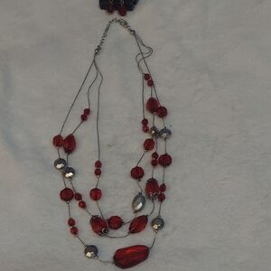 3/$12 Paparazzi Red and Silver Layered Necklace